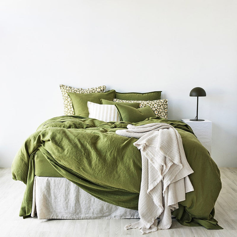Pure Linen Fitted Sheet - Foliage