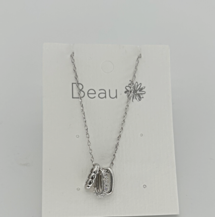 RM141 Beau three ring fine silver necklace