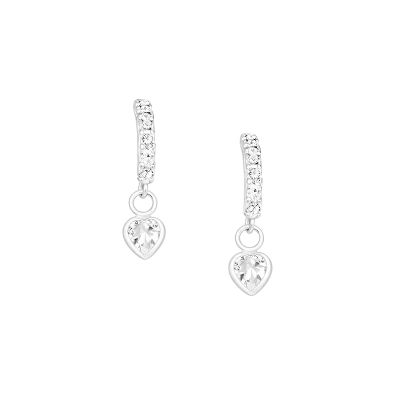 SS036 Beau Sterling Silver Diamond Row Heart Stud Earring