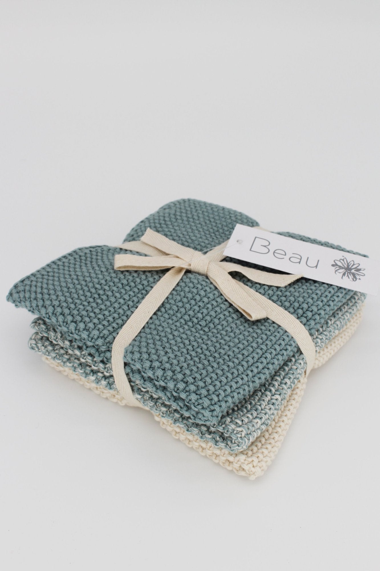 Beau Wash Cloths Set Of 3 - Sage Fleck