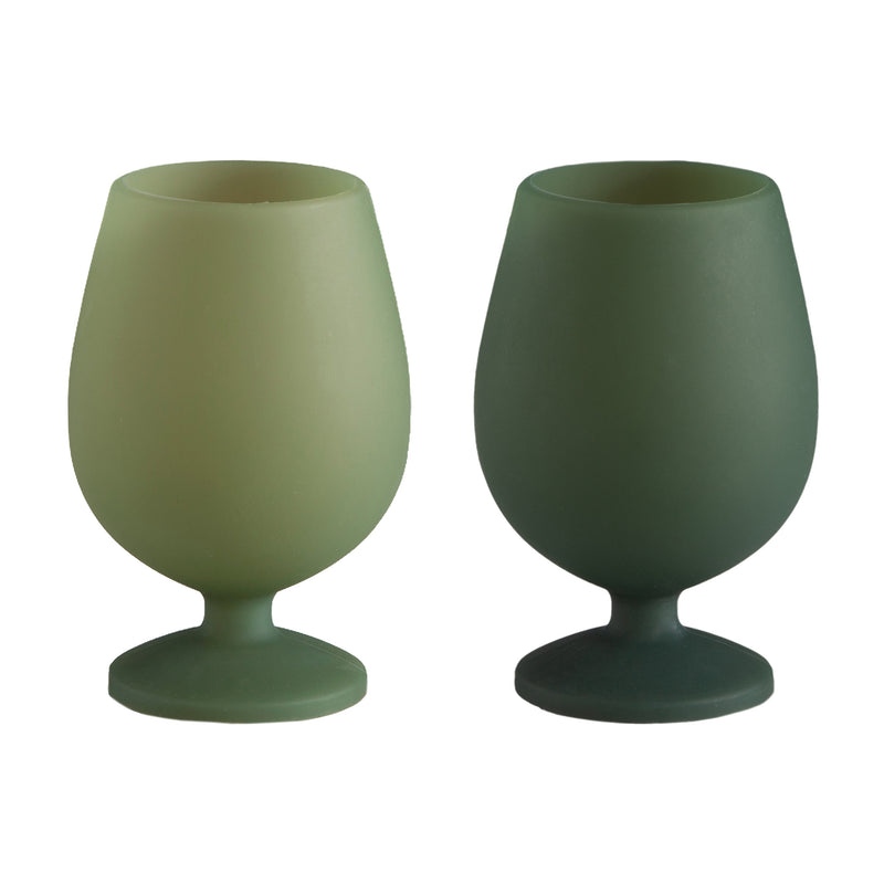 Porter Green Sage + Olive Stemm Silicone Unbreakable Wine Glasses