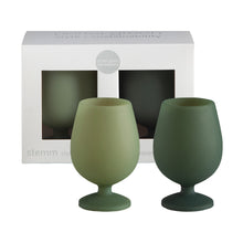 Porter Green Sage + Olive Stemm Silicone Unbreakable Wine Glasses