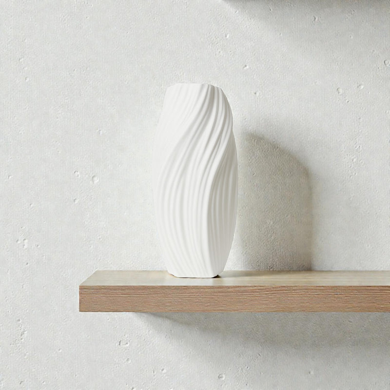 Frankly Cotton Spiral Ceramic Vase - White 25cm x 12cm
