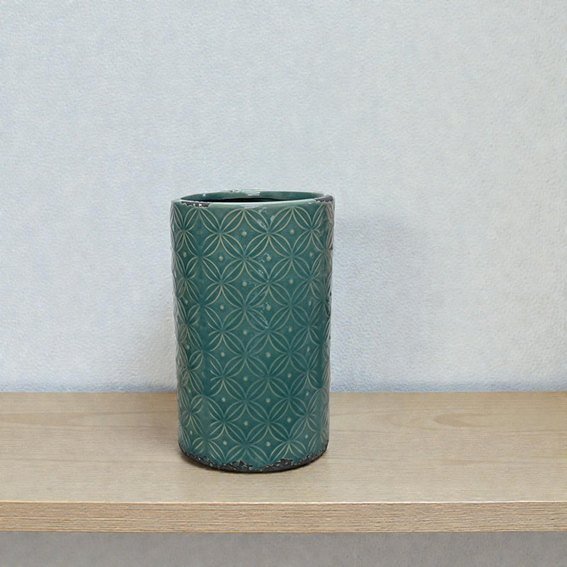 Artisan Florals Ceramic Starburst Fleur Vase - Slate Blue