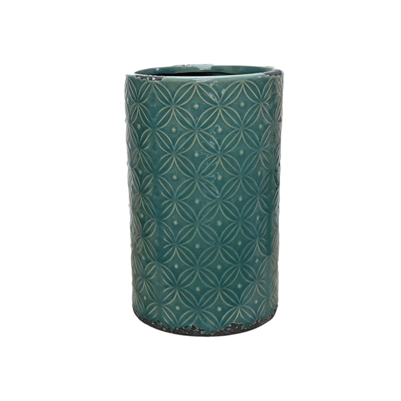 Artisan Florals Ceramic Starburst Fleur Vase - Slate Blue