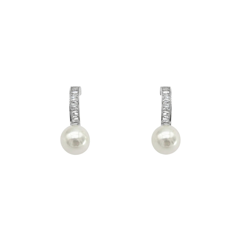 ZE078 Beau Arch Pearl diamond stainless steel earring silver