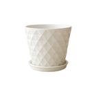 Frankly Cotton White Geometric Ceramic Plant Pot with Saucer 16cm