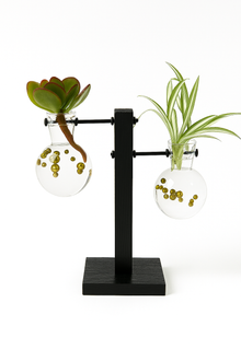 Frankly Cotton Double Glass Bulb On Wooden Stand