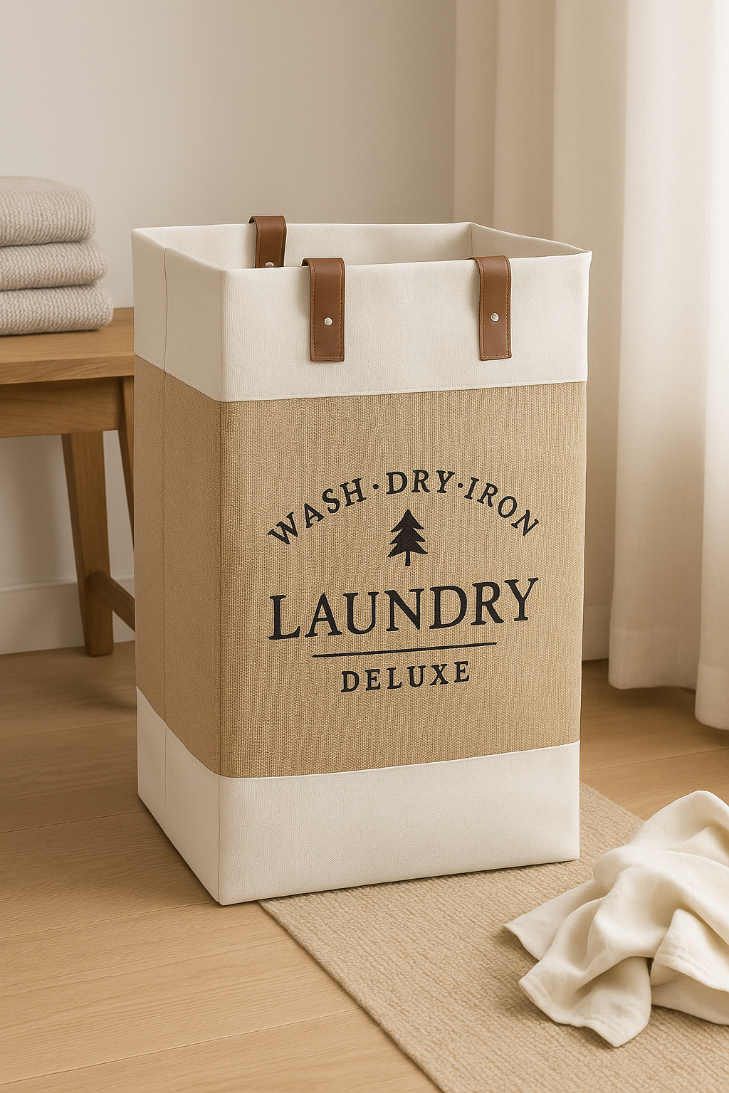 Frankly Cotton Laundry Deluxe Hamper with Handles