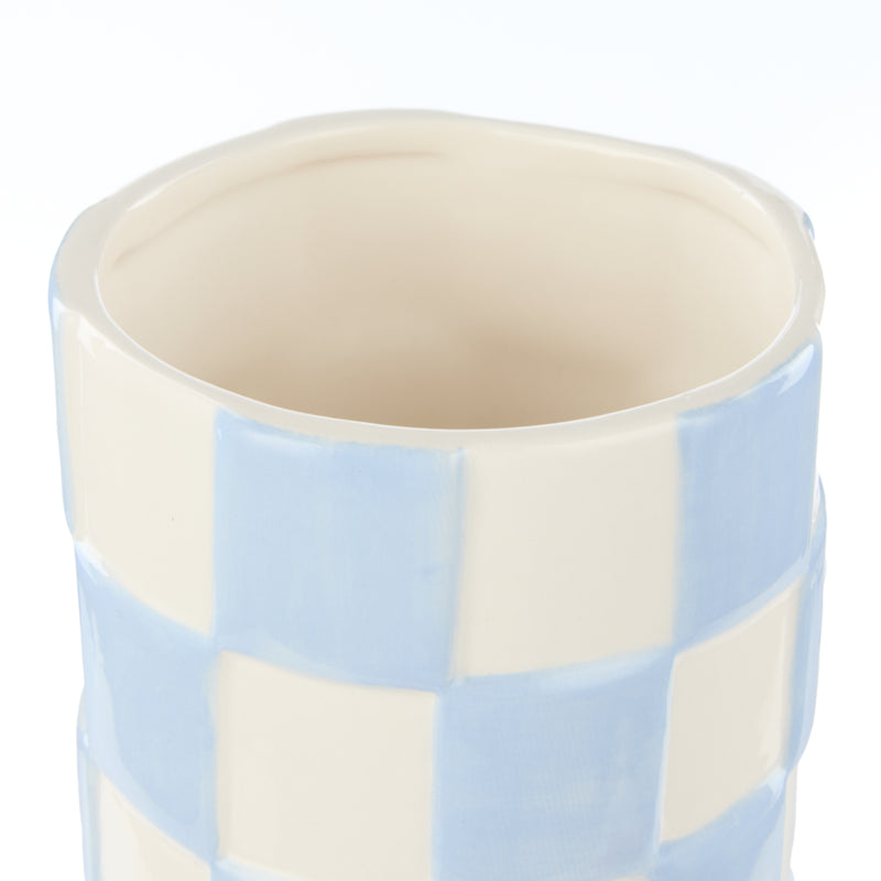 Lulu Collection Blue Check Vase