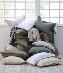 MM Linen Laundered Linen Pillow Cover Set Range - Olive