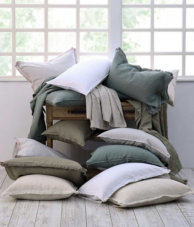 MM Linen Laundered Linen Pillow Cover Set Range - Olive
