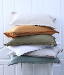 MM Linen Laundered Linen Pillow Cover Set Range - Olive