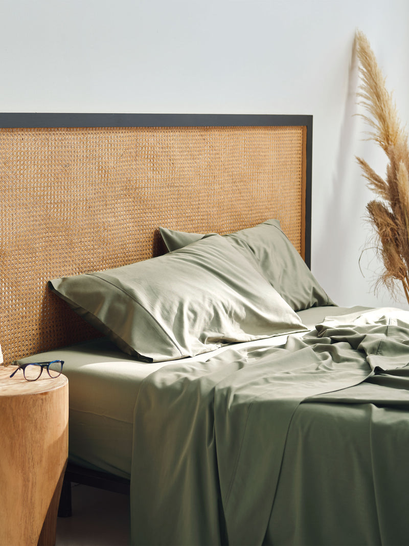 Linen House Savona 500T Bamboo Cotton Blend Sheet Set - Olive