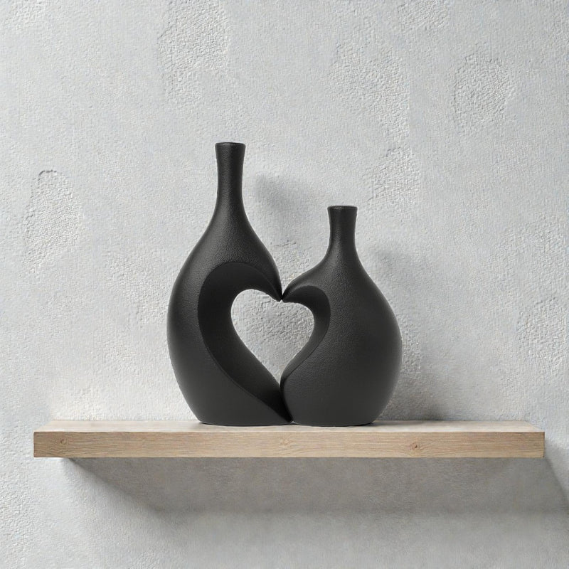 Frankly Cotton Heart Unity Ceramic Vase Pair